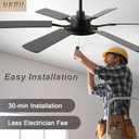 60 Inch Ceiling Fans with Lights, Large Modern Brown Ceiling Fan with Light and Remote Control, 6 Double Sided Blades, 6 Speed Reversible Motor, Dimmable LED, Silent Timing, Indoor Outdoor Patio Use