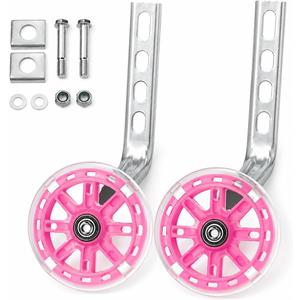 Training Wheels for Kids Bike, 1 Pair LED Flash Bicycle Training Wheels Children's Bicycle Adjustable Stabiliser Support Wheels for 12-20 Inch Kids Boy Girls Bikes