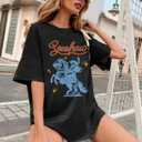 Western Shirts for Women Cowgirl Shirts Vintage Oversized Cowboy Graphic Tee Country Concert Short Sleeve Top (Gray, M)