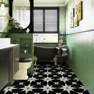 Peel and Stick Floor Tiles: 30pc 11.81 * 11.81in Waterproof Vinyl Flooring Black and White, Easy to Install Self-Adhesive Tile Sticker for Bathroom, Kitchen, and Bedroom