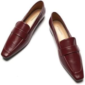 C.Paravano Women's Loafer Flat Loafers for Women Slip-on Flats Shoes Business Casual Shoe Slip-on Penny Loafers for Women, 38.5, L-1 Red