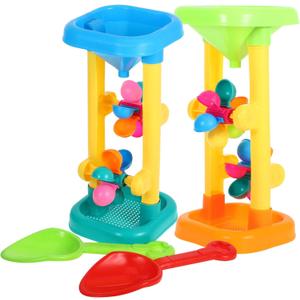 Vaguelly Water Wheel Toy Set Plastic Kids Beach and Water Wheel Toy Outdoor Beach Hourglass Sifting Funnel Random Color (27X13CM)