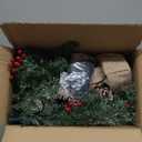 Timer - 3 ft Artificial Small Christmas Tree with 50 Warm White Lights, Mini Table top Christmas Tree, Battery Operated 100 Thick Branches Pinecones Red Berries Burlap Base Xmas Desk, Home Decor