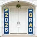 6 x 2026 Graduation Decorations Blue Congrats Grad Porch Banner Graduation Door Banner Class of 2026 GRAD Graduation Banner Sign for 2026 Graduation Party Decorations