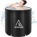 STARBRILLIANT Portable Foldable Bathtub, Collapsible Adult Travel Bath Tub for Camping, Home & Spa, Space-Saving Storage, Durable PVC Material (Black, 27inch)