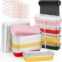 selizo 60 Pack 6.8oz Mini Loaf Baking Cake Pans with Lids, Rectangle Disposable Aluminum Foil Loaf Baking Pans, Small Baking Cake Tins Cup Cake Containers for Individual Cakes (Multi-colored)