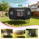 STARTWO 14FT Outdoor Trampoline Cover/Tent, Fit for 8 Curved Poles Round Trampoline, Waterproof UV-Resistant Windproof, Easy to Install, Black(Cover Only)