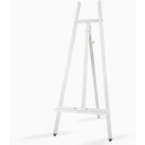 A - Frame Wooden Display Easel - Adjustable Lyre Beechwood Studio Easel Stand Holding Canvas Up to 90", Inclinable Artist Floor Painting Easel for Artwork Painting, White