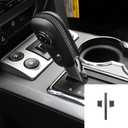3pcs Premium Soft Real Carbon Fiber Sticker Decal Compatible with Ford F150 2009 2010 2011 2012 2013 2014 Center Console Gear Shift Knob Cover Trim Interior Accessories. (Black)