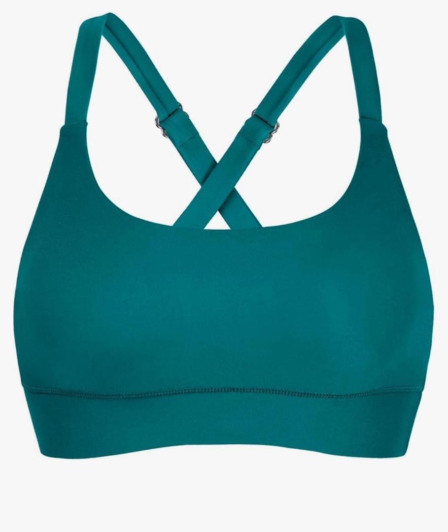 Women’s Supportive Scoop Neck Sporty Swimsuit Cross Spaghetti Strap Bathing Suit Bikini Top,Small , Teal