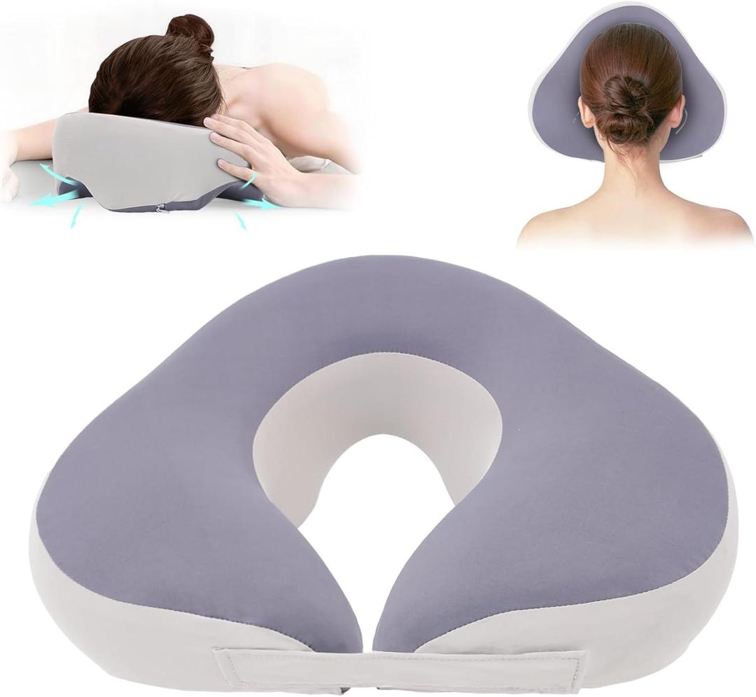Face Down Pillow for Eye Surgery Recovery & Vitrectomy - Prone Headrest for Retinal Detachment, Stomach Sleepers & Massage - Adjustable Strap, Removable Cover (Grey)