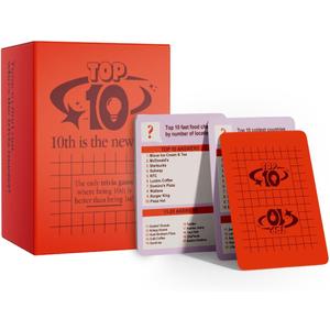Top 10 - Trivia Ranking Card Game for Adults & Families | Casual Social Game for Friends | 3+ Players | 250 Questions (Pop Culture, Music, Sports, Geography & More), Standard