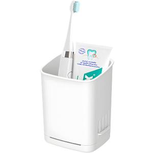 Toothbrush Holder Cup Wall Mounted Drill-Free for Bathroom Shower Electric Toothbrush Toothpaste Razor Holder Removable Waterproof Sturdy Self Draining, Tableware Holder for Kitchen(1pcs&White)