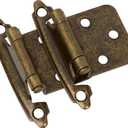DecoBasics Antique Brass Cabinet Hinges for Kitchen Cabinets (25 Pair -50 Pcs) -1/2" Overlay (Variable) -Self Closing Kitchen Cabinet Hinges Flush Mount w/Silicon Bumpers & Upgraded Screws