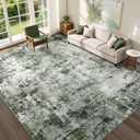 Dark Green 8x10 Area Rug for Living Room, Washable Large Carpet