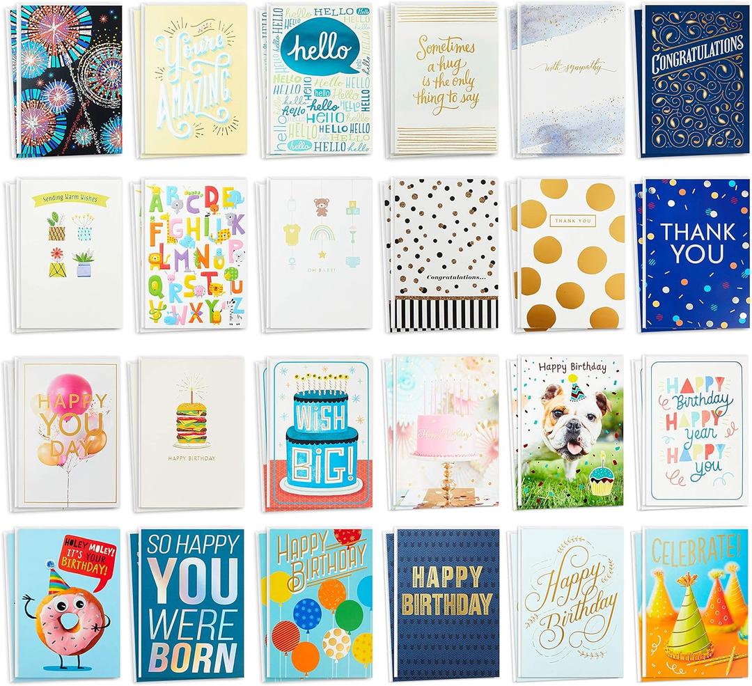 Hallmark All Occasion Cards Assortment48 Cards with Envelopes (Birthday, Thank You, Congrats, Sympathy, Baby Shower, Blank)