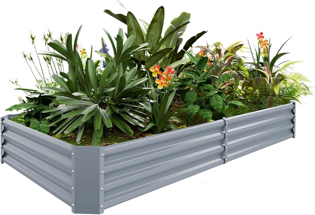 Land Guard 841ft Galvanized Raised Garden Bed Kit for Vegetables, Galvanized Large Metal Planter Raised Garden Boxes Outdoor(Modern Grey)