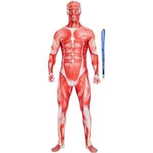 Full Bodysuit Include Zipper Helper Unisex Spandex Stretch Adult Costume Zentai Disappearing Man Body Suit (Medium, Muscle)