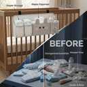 Adorable Bunny Hanging Diaper Caddy: 3-in-1 Heavy Duty Bassinet Organizer Attachment & Diaper Holder for Crib - Reinforced Oxford Cloth Storage - Stylish Gray Nursery Essential for New Parents