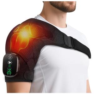 Cordless Shoulder Heating Pad with Vibration for Rotator Cuff Pain Relief, FSA Eligible HSA Heated Shoulder Massager, Rotator Cuff Support Brace with 3 Heating Levels &3 Vibration (Black)