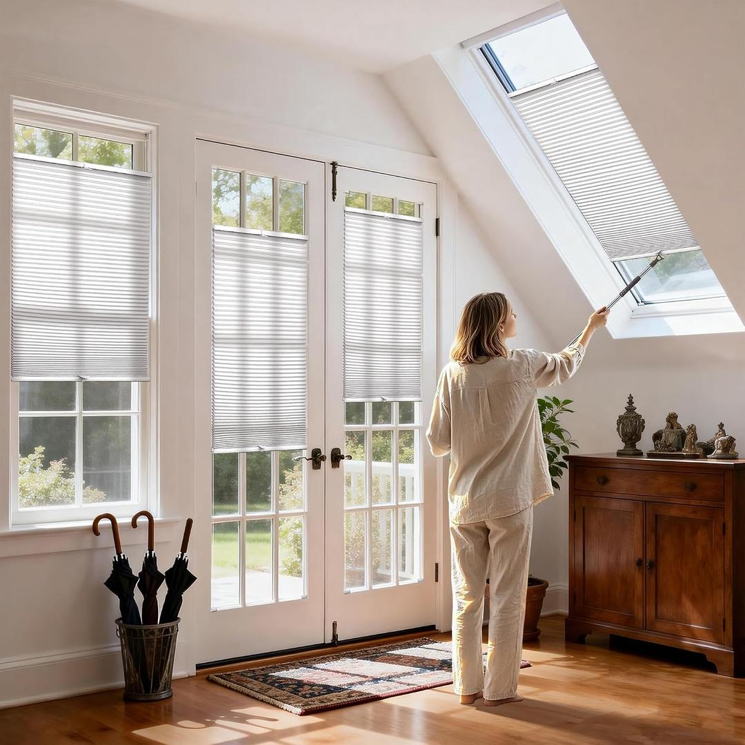 Tensioned Top Down Bottom Up Cellular Shades for Indoor Windows & Door & Roof WindowPrivacy Top Down Bottom Up Cellular Shades for Indoor WindowsInsulated Skylight BlindsDenoised Skylight Blinds, 27"W x 48"H