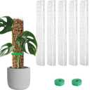 EOX 6 Pcs 15 Inch Plastic Moss Pole for Monstera, D Shaped Poles for Climbing Plants Work with Sphagnum Moss, 80 Inch Plant Stake Set of 6, Garden Ties