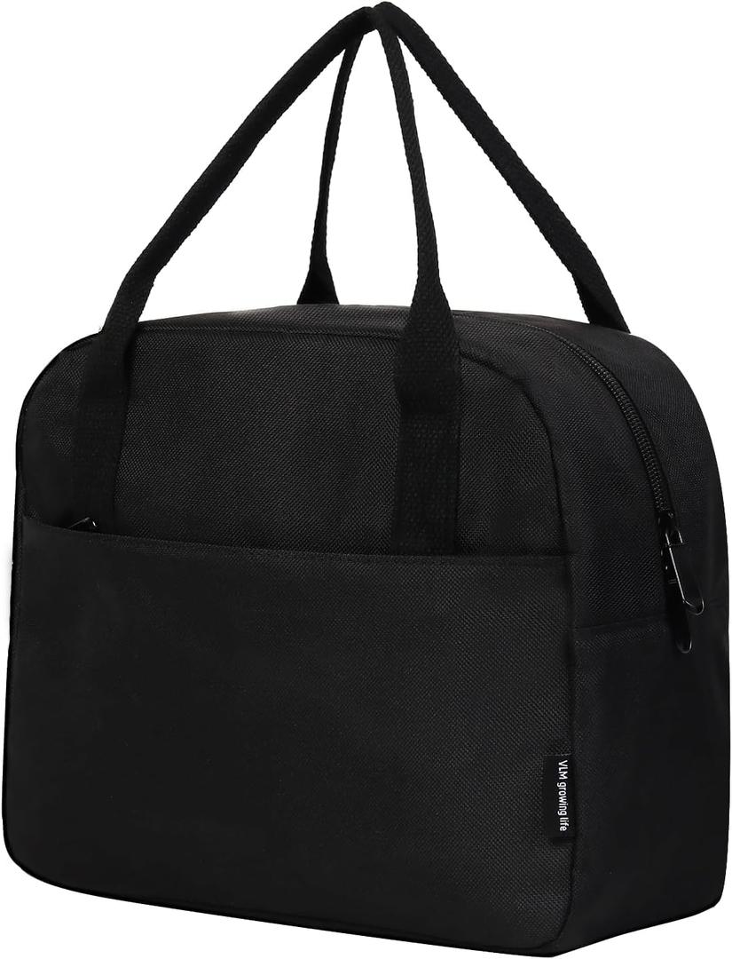 VLM Lunch Bag,Lunch Box for Women Men,Reusable Insulated Lunch Tote,Small Leakproof Cute Lunch Cooler with High Capacity for Work,Picnic,Campin (Black)