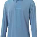 Mens Golf Shirts Long Sleeve Moisture Wicking Collared Work Business Casual Tennis Polo Shirts for Men (Blue, XXL)