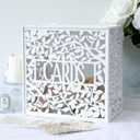 OurWarm White Wedding Card Box for Wedding Reception, Wood Gift Card Box with Slot, Hollow-out Money Envelop Card Box for Wedding Party Graduation Birthday Baby Shower Decorations