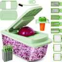 Vegetable Chopper 16-in-1 Multifunctional Kitchen Gadgets - 8 Blades Onion Chopper with Container, Food Spiralizer Slicer Dicer Grater Shredder, Vegetable Cutter for Salad/Coleslaw/Meat/Nuts