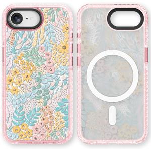 for iPhone 16E Case Cute - Compatible with Magsafe - Durable Shockproof 6.6 ft Drop Impact Phone Case - Funny Blue Spring Design (6.1") Glitter Pink