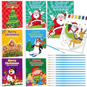 Watersay 24 Pcs Christmas Paint with Water Coloring Books Set with 24 Pcs Paintbrush Christmas Watercolor Coloring Books Nativity Coloring Books for Xmas Holiday Gifts(Christmas)