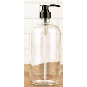 32 Ounce Glass Pump Dispenser Bottle, Large Amber Container with Pump for Shower and Bath Shampoo Soap Conditioner Lotion - 1 Liter - by Kitchentoolz