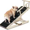 Dog Ramp for Bed - Foldable Small to Large Dog Ramp for Couch - 7 Adjustable Height from 11" to 27" - Stairs with High Traction Mat - Wooden Portable Ramp for Dogs to Get on Bed Couch Car Up to 200LBS (Burlywood(black)/Large)