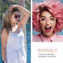 Photochromic Reading Glasses for Women Men, Womens Mens Full Reading Sun Glasses Variable Tinted Readers Grey Color Lens Pink Frame, +3.0