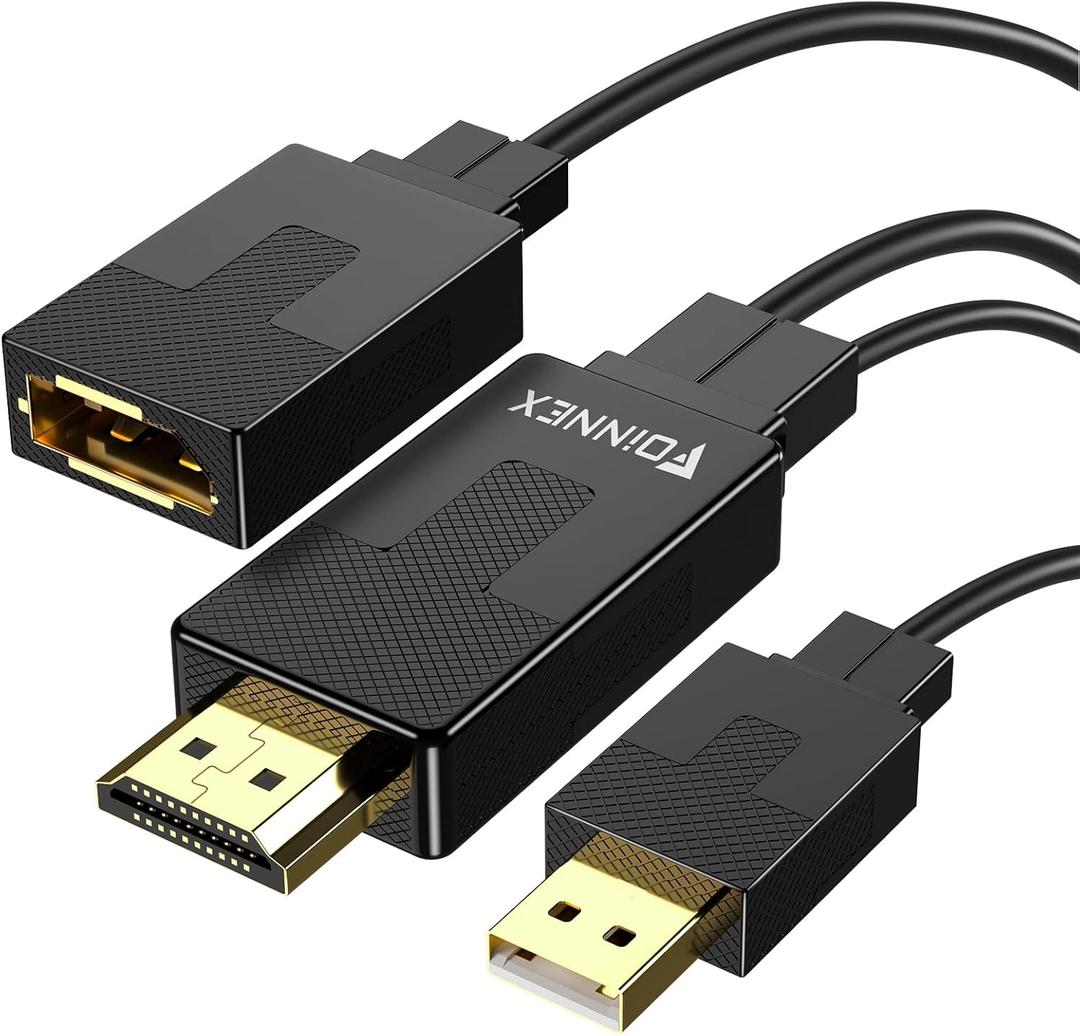 FOINNEX HDMI to DisplayPort Adapter, 4K@60Hz HDMI to DisplayPort Male to Female, Unidirectional HDMI Source to DP Display for Computer, Monitor, PS4, NS