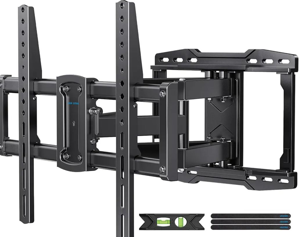 USX STAR UL Listed Full Motion TV Wall Mount Bracket for Most 37-90 inch TVs, Swivel Tilt Extension Level TV Mount, Max VESA 600x400mm, Holds up to 132lbs & 16" Wood Studs with Hole Drilling Template