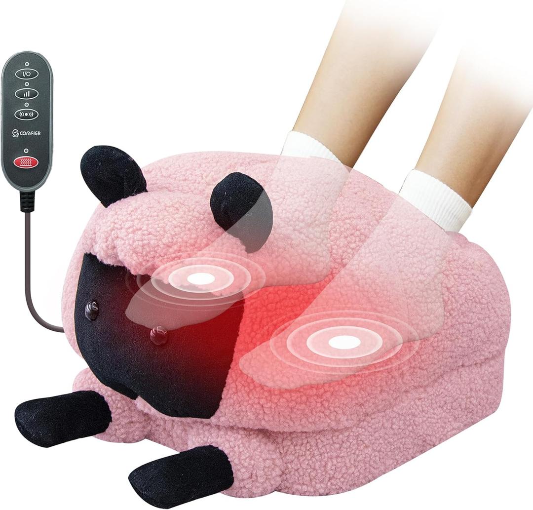 COMFIER Electric Heated Foot Massager with Heat and Vibration Massage, Lamb-Shaped Plush Foot Massager Machine for Neuropathy Plantar Fasciitis, Fits Up to 13 Size