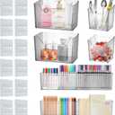 6 Pcs Cabinet Door Organizer,Clear Storage Organizers Bins,Wall Mounted Shower Basket,Inside Cabinet Door Storage,Makeup Organizer,Stackable Organizers Basket for Kitchen Bathroom Cabinets Pantry