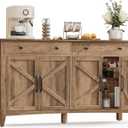 VASAGLE LIRY Collection - Buffet Cabinet, Coffee Bar Cabinet with 2 Drawers, Adjustable Shelves, Sideboard Storage with Cable Holes, Drawer Dividers, Honey Brown UBBK381K01