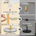 Gold Marble Floor Lamp, Dimmable 63.7" Tall Pole Standing Lamp with White Linen Shade, Modern Floor Lamp for Living Room Bedroom Office, Stepless Dimming, LED Bulb Included