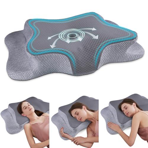 CHxxy Cervical Neck Pillow for Pain Relief Sleeping, Contour Memory Foam Pillows, Ergonomic Side Sleeper Pillows for Adults, Cooling Orthopedic Neck Support Pillow for Back Stomach Sleepers
