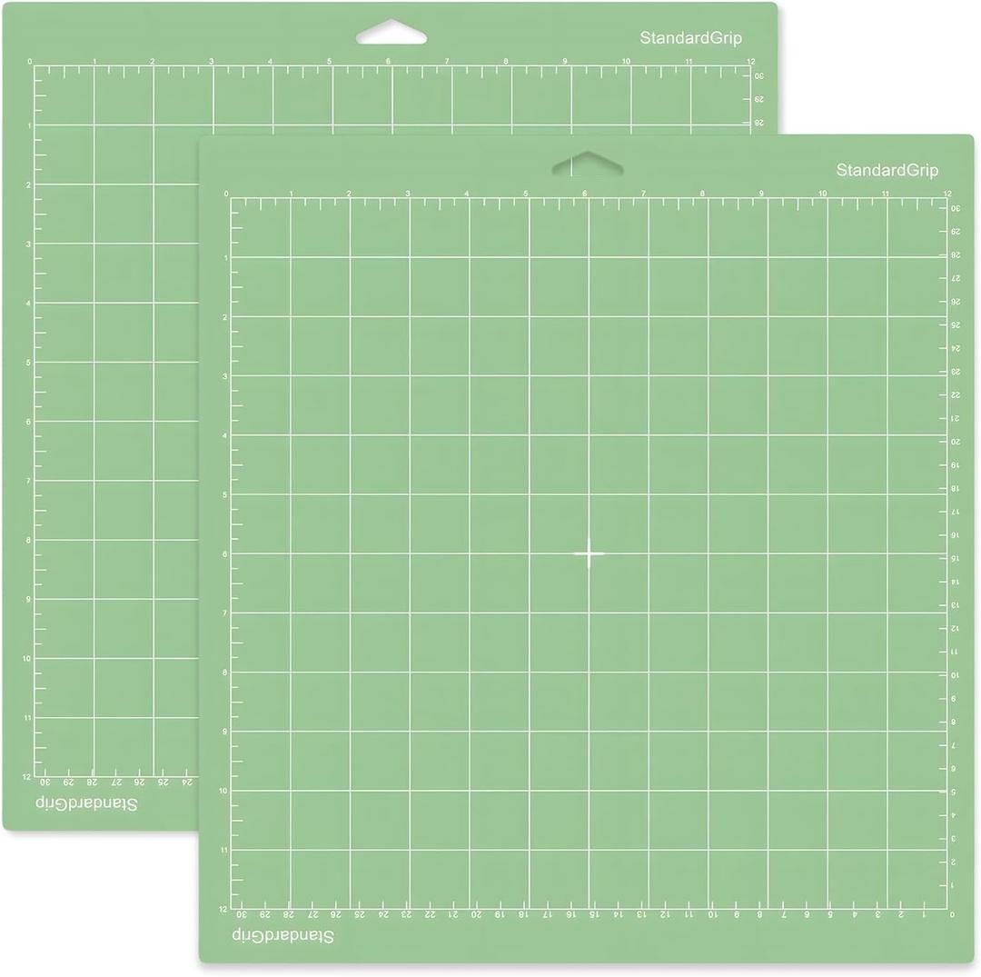 2 PCS Grip Cutting Mats, Non-Slip 12x12 Inch Green Cut Mats, Standard Sticky Grip Mat Compatible with Cricut Explore Air/Air 2/Maker Series Cutting Machines, Cutting Mats for Crafts DIY