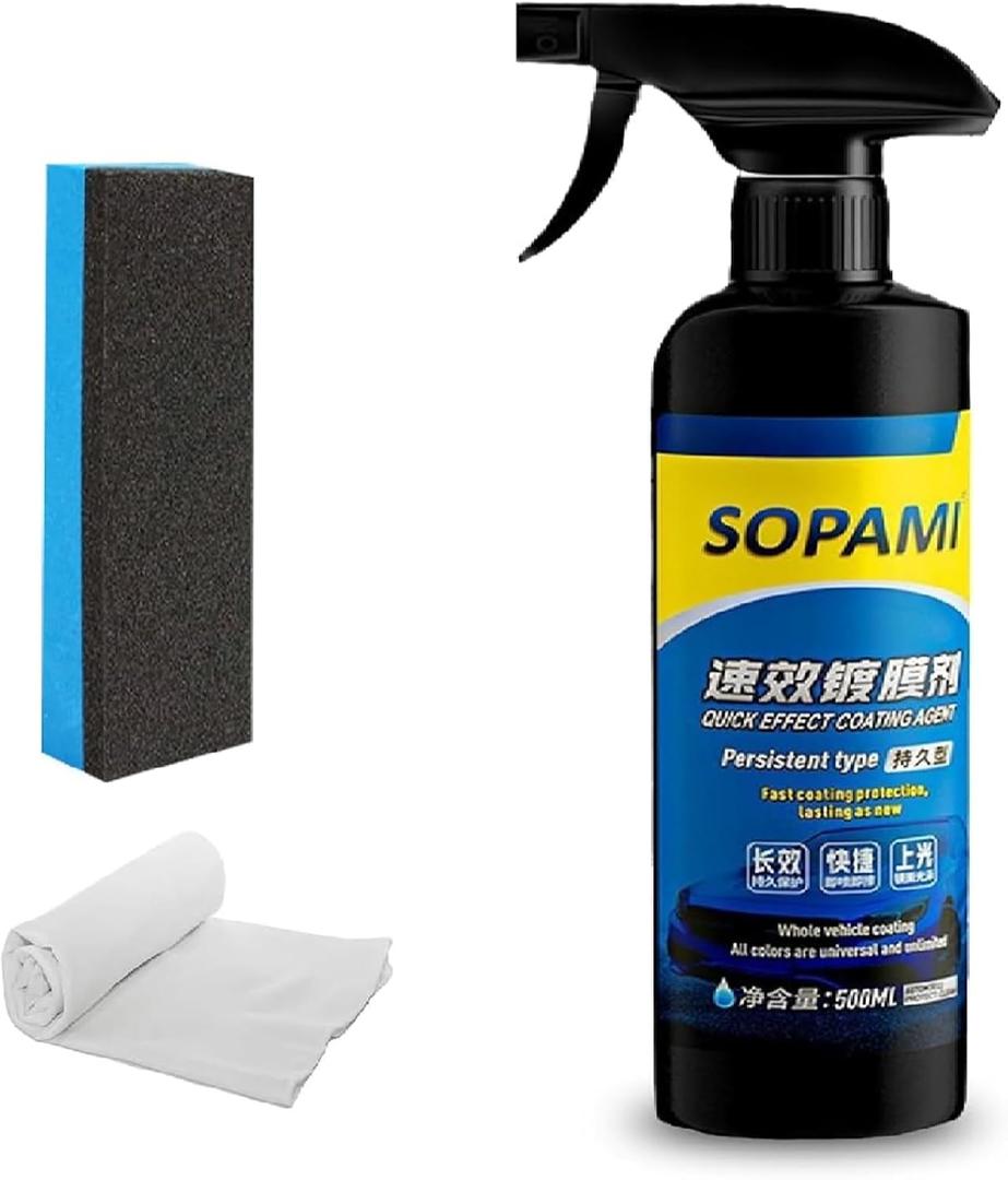 Car Coating Spray, Sopami Quick Effect Coating Agent, Quickly Coat Car Wax-Easy to Use Polish Spray Waterless Wash Wax, 16.9 fl.oz - 500ml (1 Set) Car Coating Spray, Sopami Quick Effect Coating Agent, Quickly Coat Car Wax-Easy to Use Polish Spray Waterless Wash Wax, 16.9 fl.oz - 500ml (1 Set)
