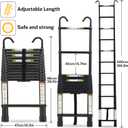 RIKADE Telescopic Ladder, 16.5 ft Aluminum Telescoping Ladder with Non-Slip Feet and Stable Hook, Portable Extension Ladder for Household and Outdoor Working, Max Load 330 lb, Black