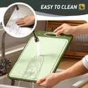 2 in 1 Stainless Steel Cutting Board with Handle 2 Packs Metal Chopping Board Solid Thick Wood Juice Groove Chopping Board Small Big Xl XXl xlarge Oversized Kitchen Counter Organic Vegetable Meat Kit (Morandi Green)