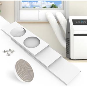 Dual Hose Portable Air Conditioner Window Seal Kit, 5.9" Diameter Adjustable Window Vent Kit with Foam Seal Strip for Sliding and Hung Windows