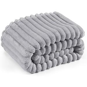 Bedsure GentleSoft Grey Throw Blanket for Couch - Cozy Soft Blankets for Women, Cute Small Fleece Throws for Girls, Light Grey, 50x60 Inches