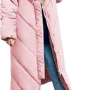 Yousify Women's Hooded Long Puffer Coat Winter Longer Thickened Down Jacket Zip Cotton Outwear, Pink Small