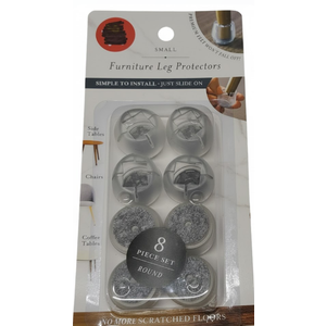 8pc Small Round Chair Leg Protector Grey 2 set
